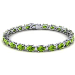 26.3 CTW Peridot & VS/SI Certified Diamond Eternity Bracelet 10K White Gold - REF-174F4M - 29457