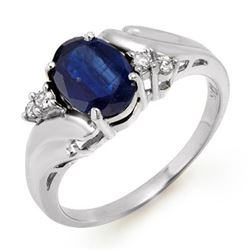 1.67 CTW Blue Sapphire & Diamond Ring 18K White Gold - REF-35K8R - 12821