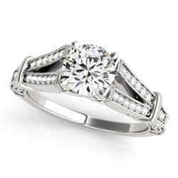 1 CTW Certified VS/SI Diamond Solitaire Antique Ring 18K White Gold - REF-214N2Y - 27291