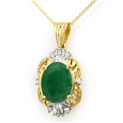 5.88 CTW Emerald & Diamond Pendant 14K Yellow Gold - REF-53Y3N - 13108