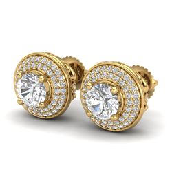 2.35 CTW VS/SI Diamond Solitaire Art Deco Stud Earrings 18K Yellow Gold - REF-400T2X - 37258