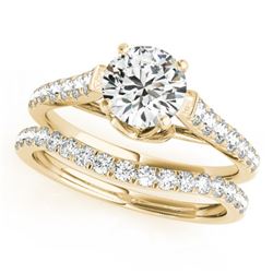 1.33 CTW Certified VS/SI Diamond Solitaire 2Pc Wedding Set 14K Yellow Gold - REF-150N9Y - 31681