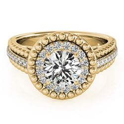 1.15 CTW Certified VS/SI Diamond Solitaire Halo Ring 18K Yellow Gold - REF-217X3T - 26571