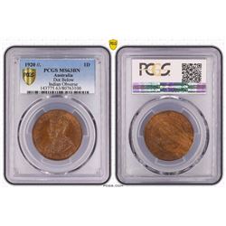 Australia, KGV, Penny, 1920//., PCGS MS63BN