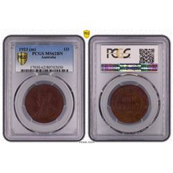 Australia, KGV, Penny, 1923, PCGS MS62BN