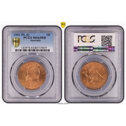 Australia, KGVI, Penny, 1951PL, PCGS MS65RB