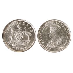 Australia, KGV, Threepence, 1926