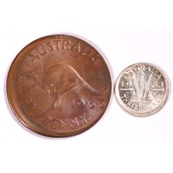 Australia, QEII, Penny-Threepence, 1963