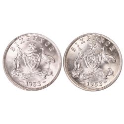 Australia, QEII, Sixpence, 1953