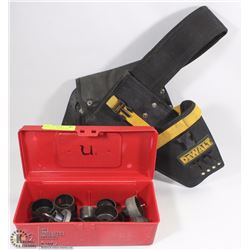 LOT WITH  HOLESAW KIT  AND DEWALT TOOL