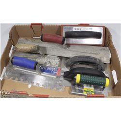FLAT OF 7 ASSORTED DRYWALL TOOLS