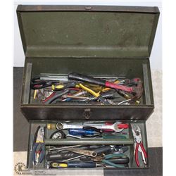 METAL TOOL BOX FULL OF TOOLS