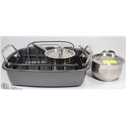 KITCHENAID NON STICK ROASTING PAN WITH RACK AND 2