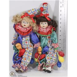 2 COLLECTOR PORCELAIN CLOWN DOLLS