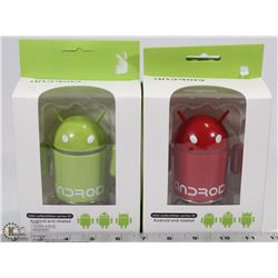 LOT OF TWO ANDROID SHAPE MULTIFUNCTION SPEAKERS