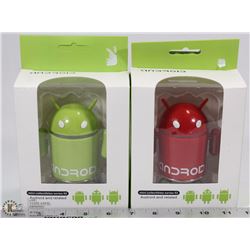 LOT OF TWO ANDROID SHAPE MULTIFUNCTION SPEAKERS
