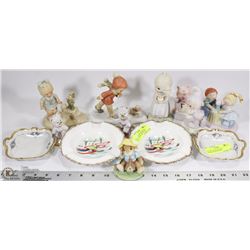 LARGE COLLECTION OF FIGURINES, ASH TRAYS, AND MORE