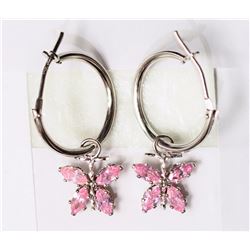#4-14KT WHITE GOLD PINK CUBIC ZIRCONIA BUTTERFLY