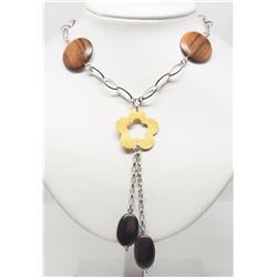 #5-STERLING SILVER WOODEN NECKLACE