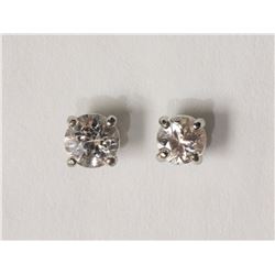 #9-14KT WHITE GOLD WHITE SAPPHIRE STUD EARRINGS