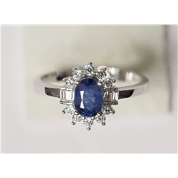 #12-STERLING SILVER CRYSTAL SAPPHIRE RING