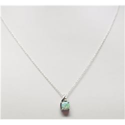 #21-STERLING SILVER DIAMOND OPAL PENDANT