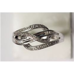 #23-STERLING SILVER DIAMOND(0.18CT) RING