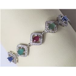 #24-STERLING SILVER WITH SAPPHIRE,EMERALD,