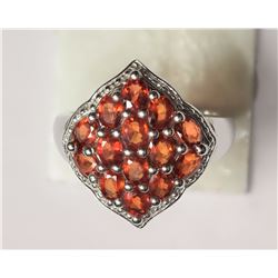 #31-STERLING SILVER ORANGE SAPPHIRE(2.30CT)RING