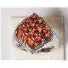 Image 2 : #31-STERLING SILVER ORANGE SAPPHIRE(2.30CT)RING
