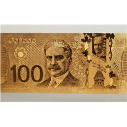 #33-GOLD FOIL 100 DOLLAR CANADIAN BILL