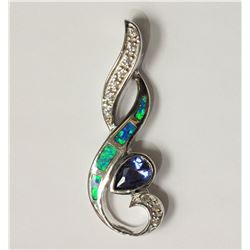 #37-STERLING SILVER CREATED TANZANITE,OPALITE