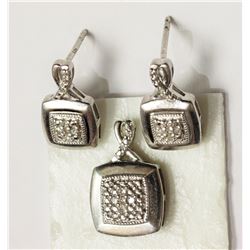 #41-STERLING SILVER DIAMOND SET WITH