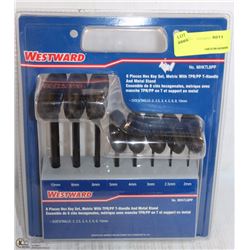 WESTWARD 8-PIECE HEX-KEY T-HANDLE SET W/ METAL