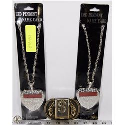 LOT OF 2 LED PENDANT NAME CARDS SOLD WITH