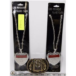 LOT OF 2 LED PENDANT NAME CARDS SOLD WITH