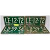 Image 1 : LOT OF 4 ALBERTA 1968 LICENSE PLATES
