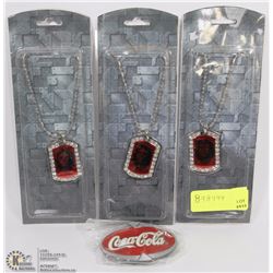 LOT OF 3 PENDANTS SOLD WITH COCA COLA