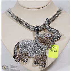 RHINESTONE ELEPHANT PENDANT ON CHAIN
