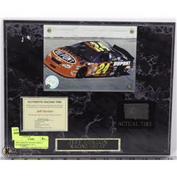 JEFF GORDON "RACING GREAT" PLAQUE W/ PIECE OF A