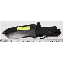 BIG AND HEAVY BLACK STEEL RAMBO STYLE KNIFE