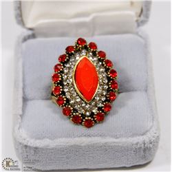 FACETED RED GARNET VINTAGE STYLE GEMSTONE