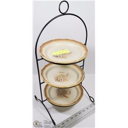 MIKASA WHOLE WHEAT GRANOLA 3 TIER DESSERT STAND E8
