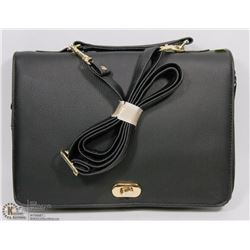 BLACK LEATHER CROSSBODY PURSE