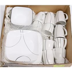 BOX W/40-PC CORELLE WHITE WITH BLACK