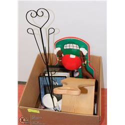 LOT OF MISCELLANEOUS INCL WOOD CHAIR, PICTURE