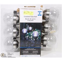 NEW 6 PACK CRACKLED GLASS BALL LIGHTS