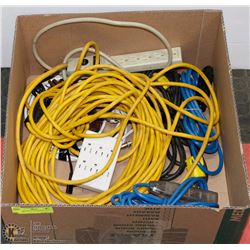 LARGE BOX OF EXTENSION CORDS, MULTI-