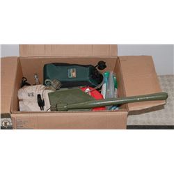 BOX OF CAMPING SUPPLIES