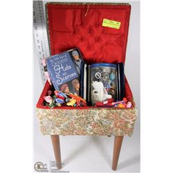 VINTAGE SEWING BOX OPENING ON